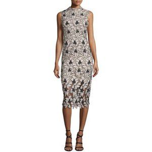 Shoshanna Sleeveless Floral Midi Cocktail Dress